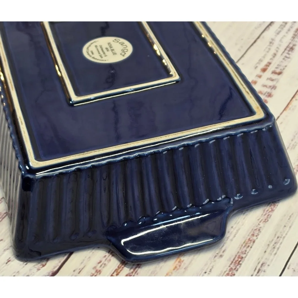 Sango Bakeware Dish Nova Blue 4934 Blue Good Ceramic Rectangular Baker 13.5in
